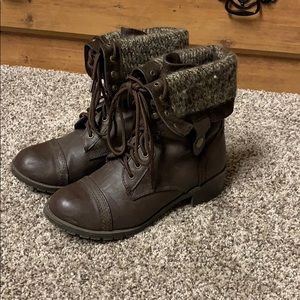 Brown combat boots